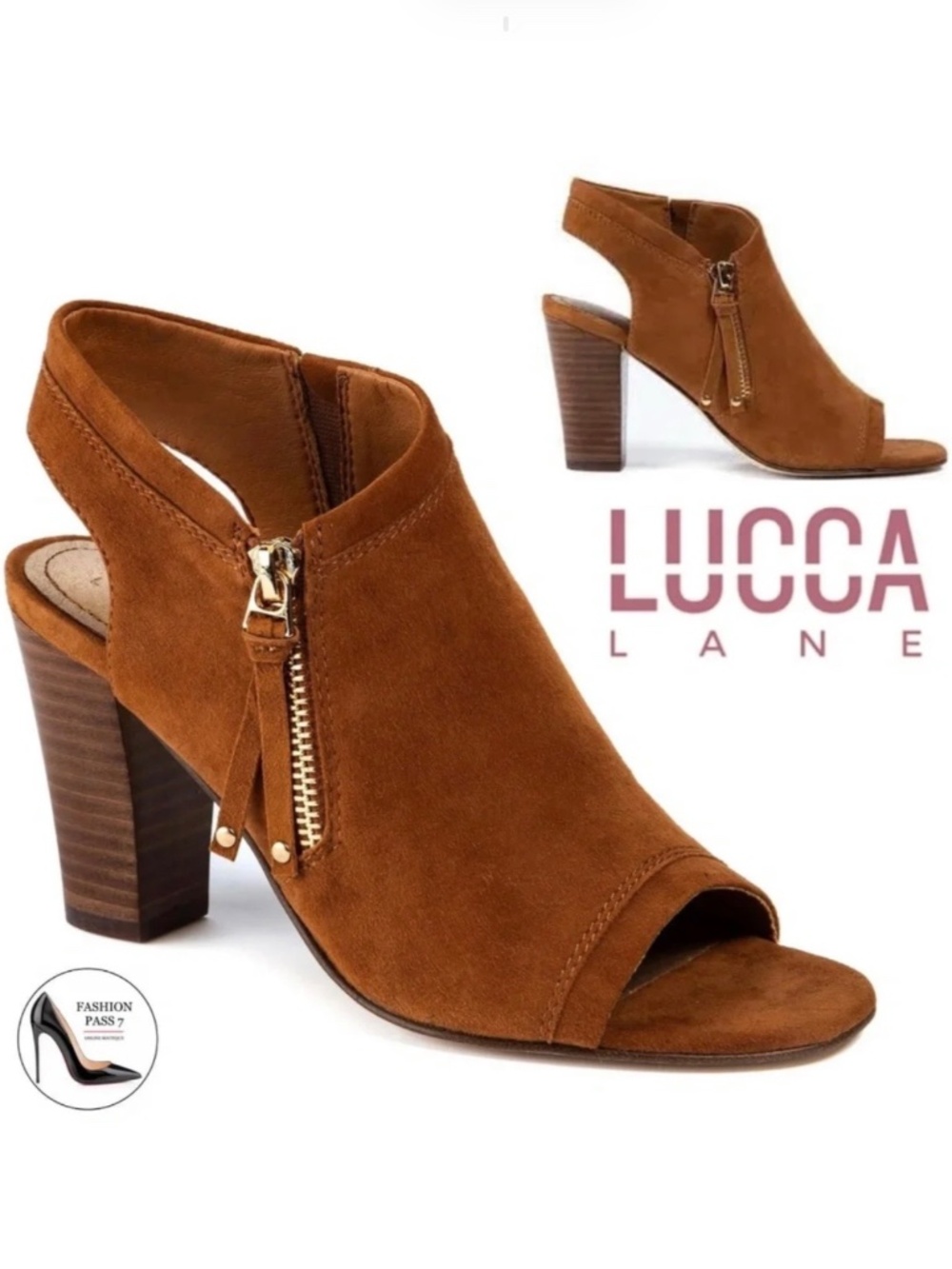 Lucca Lane Luxury Brown Suede Viloa Shooties Open Toe Heeled Ankle Bootie Sandal